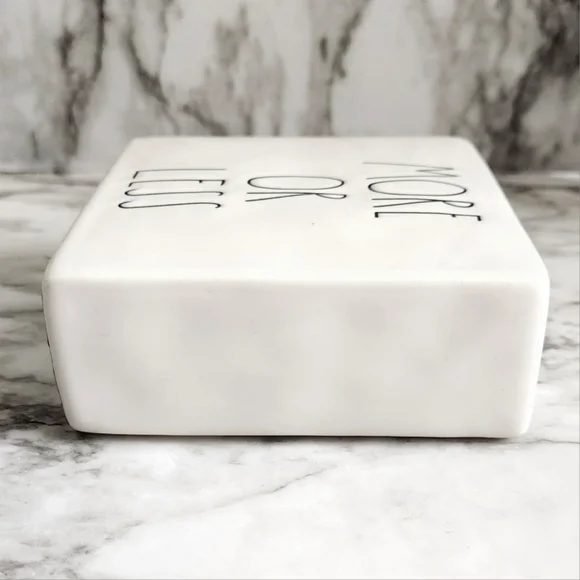 Rae Dunn Ceramic Square Block Sign, Less Is More, More Or Less - Picture 6 of 10